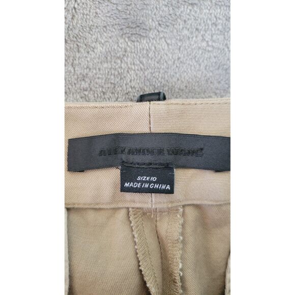 Alexander Wang Khaki Tan Leather Trim Pants - Picture 3 of 4